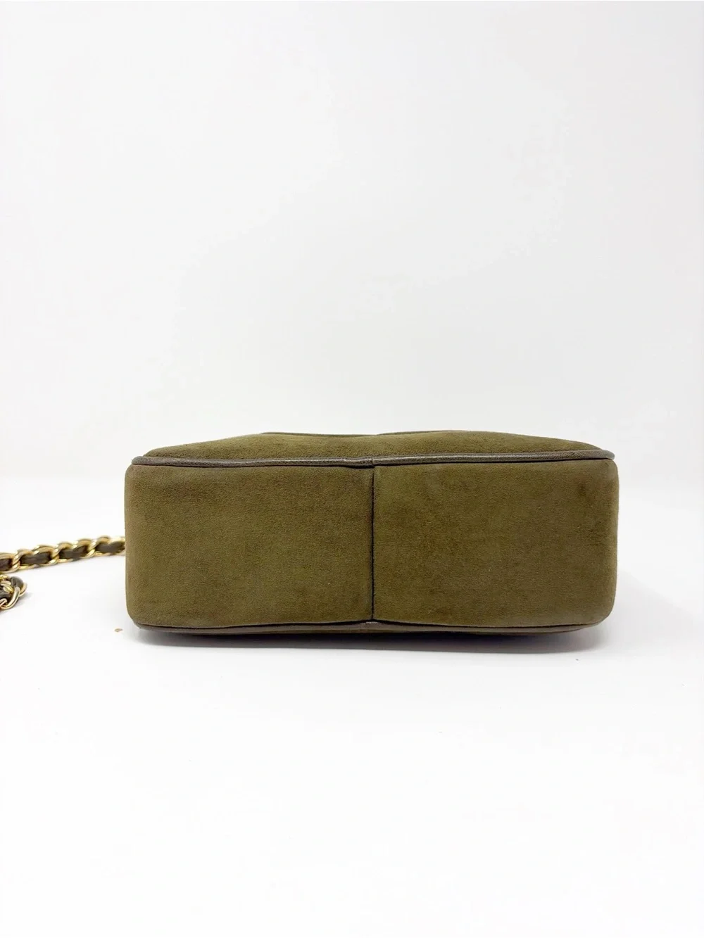 CHANEL Vintage Olive Suede Crossbody Camera Bag with Tassel and Gold Chain - Picture 7 of 10